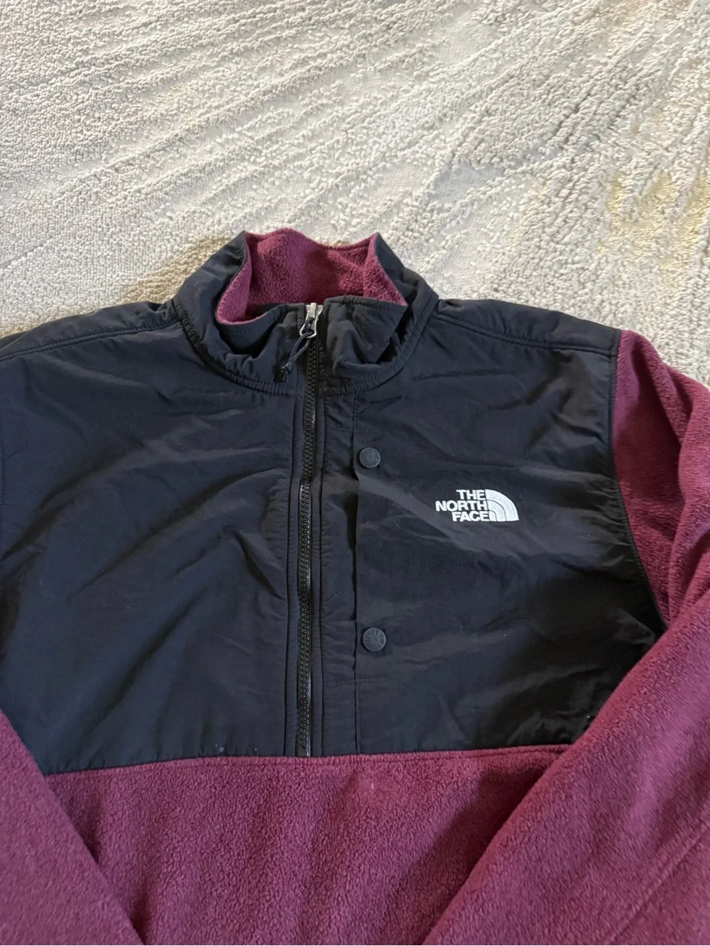 North Face Pullover fleece 200WT Tundra RTO Jacket 1/2 Zip black maroon large